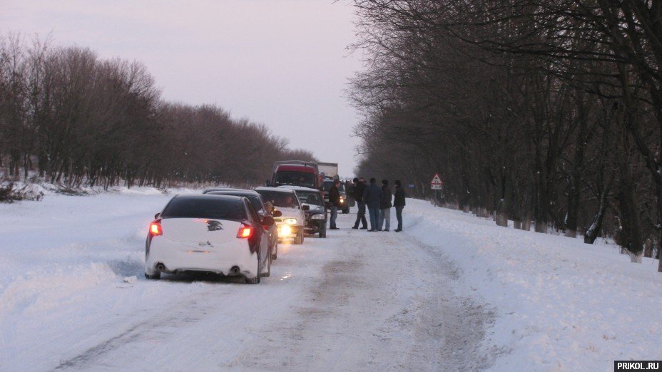 Снежная буря на Украине. Дорога из Херсона в Вознесенск herson-voznesensk-101