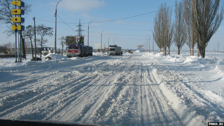 Снежная буря на Украине. Дорога из Херсона в Вознесенск herson-voznesensk-23