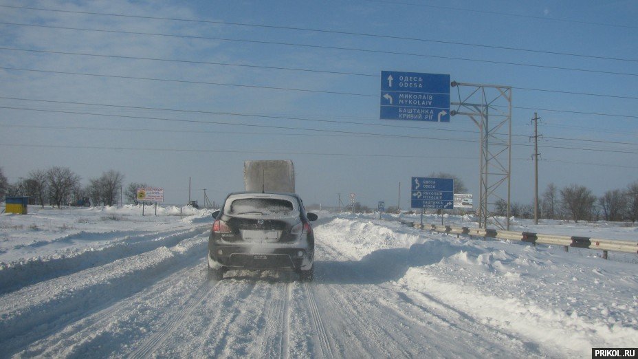 Снежная буря на Украине. Дорога из Херсона в Вознесенск herson-voznesensk-76