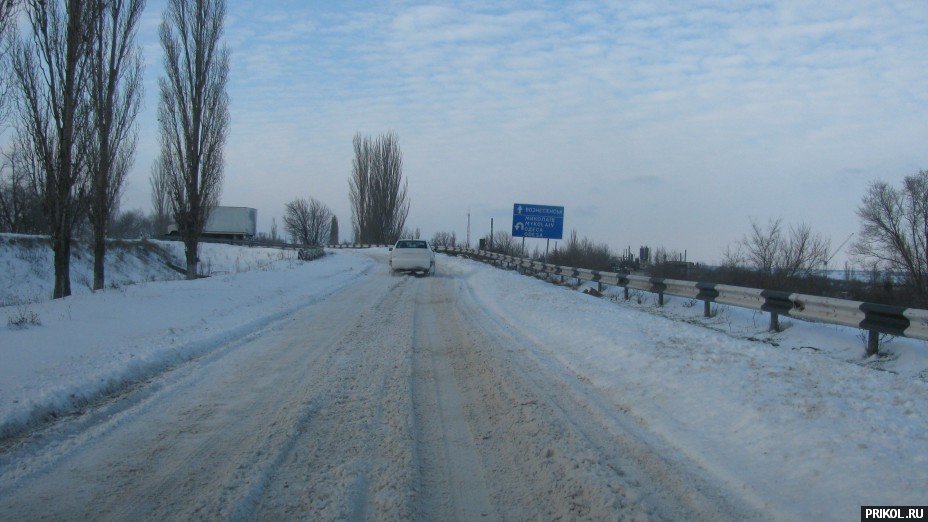 Снежная буря на Украине. Дорога из Херсона в Вознесенск herson-voznesensk-82
