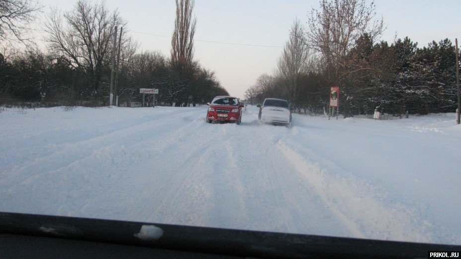 Снежная буря на Украине. Дорога из Херсона в Вознесенск herson-voznesensk-93
