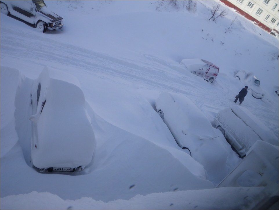 Сахалин, снегопад