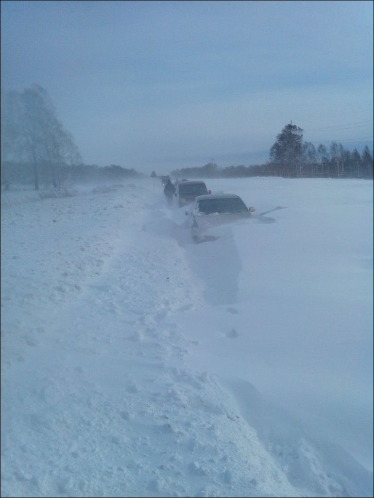 Снежный плен на трассе Новосибирск-Ленинск-Кузнецкий