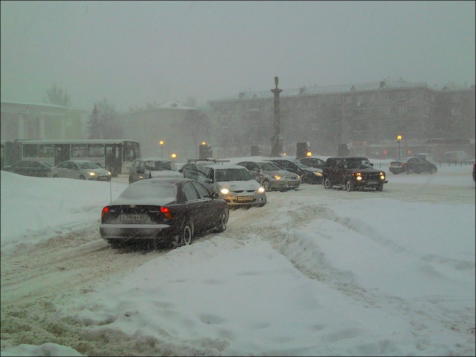 Снегопад в Пскове