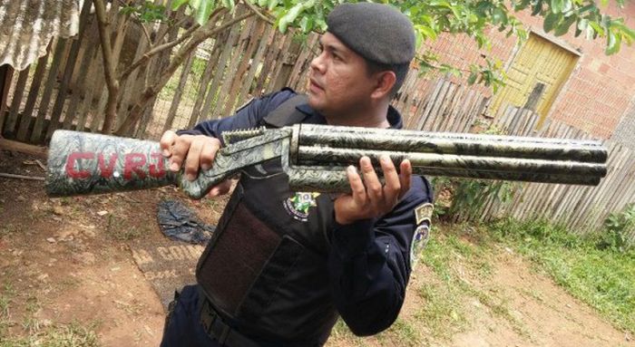 Шестиствольное ружье, конфискованное у бразильской банды (4 фото)