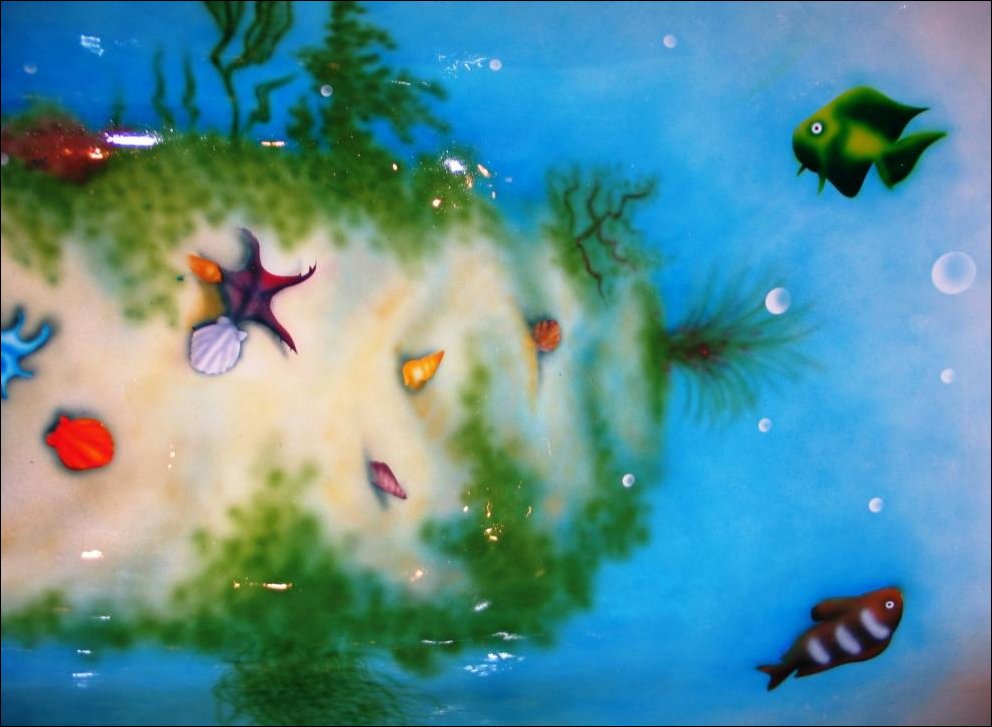 Прикольная аэрография для ванной