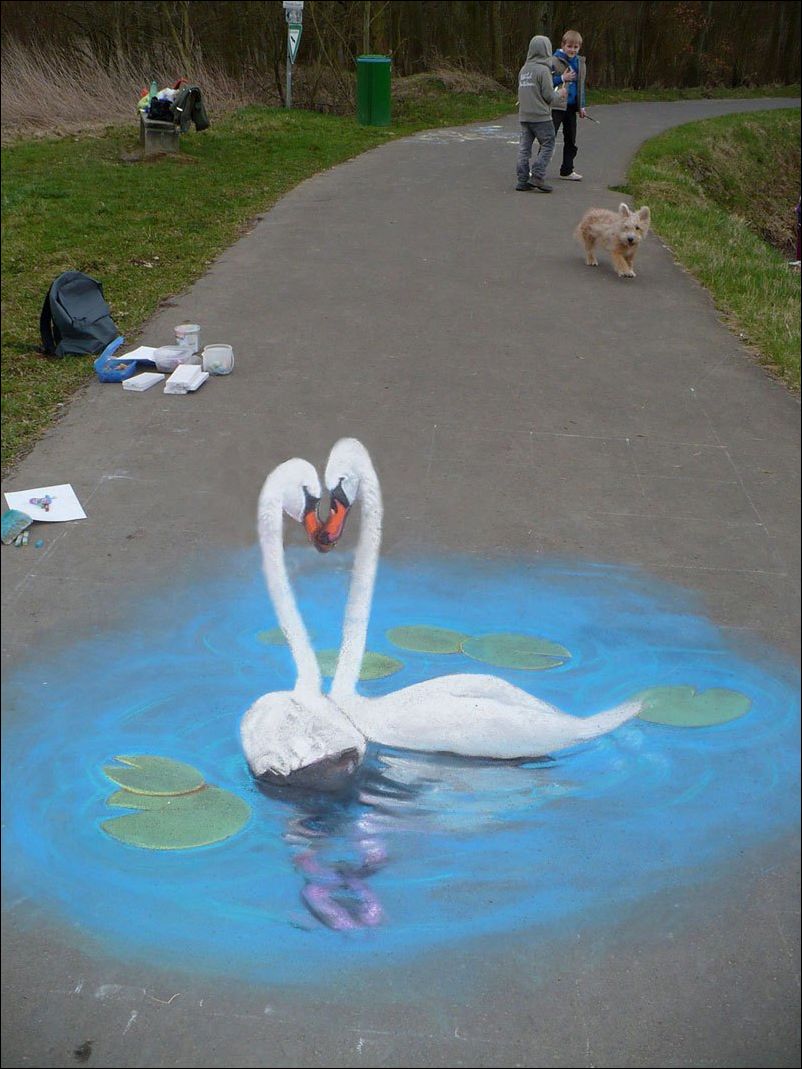 3D рисунки на асфальте