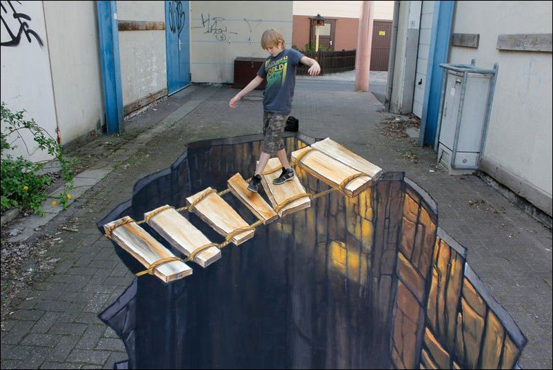 3D рисунки на асфальте