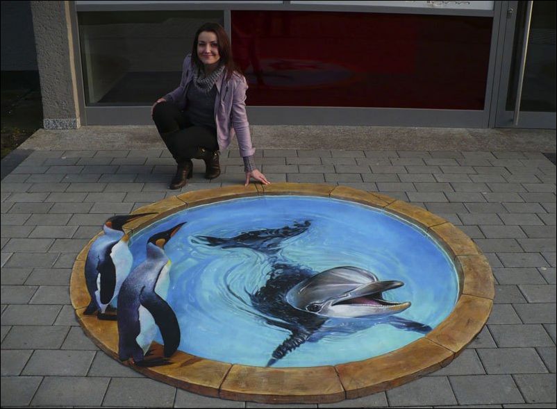 3D рисунки на асфальте