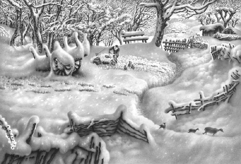 Рисунок зимы рисунок карандашом