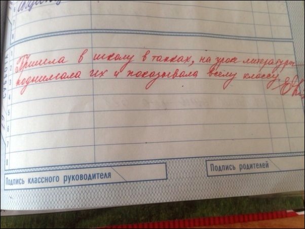 Записи в школьных дневниках