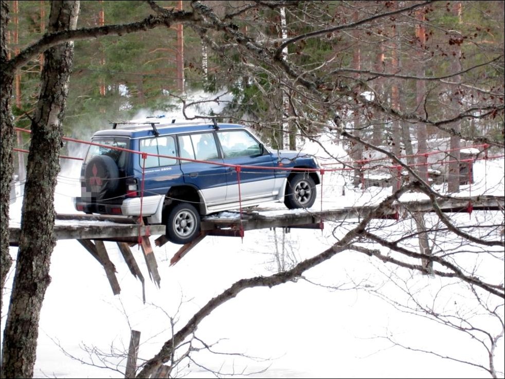 Застрял на подвесном мосту