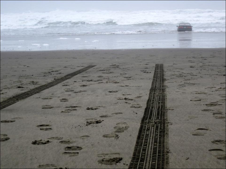 Женщина на Лексусе заехала в океан