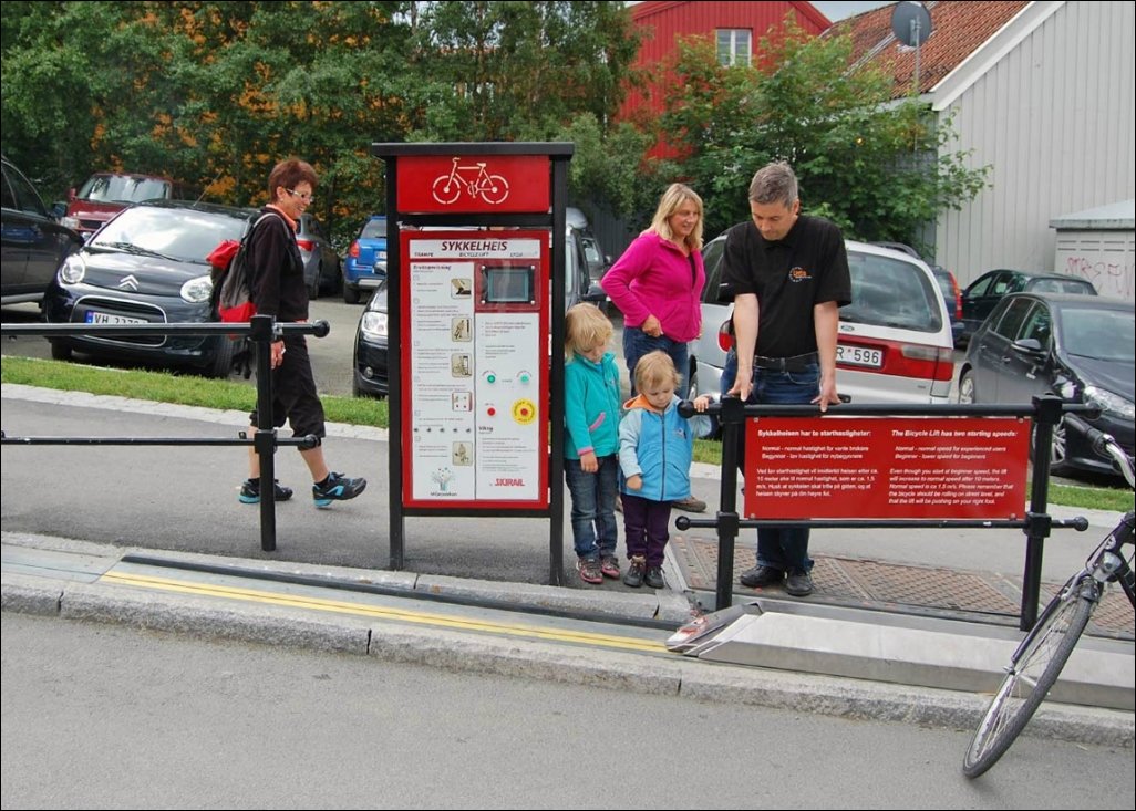 Подъемник для велосипедистов в Норвегии