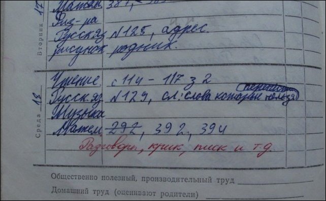 Записи из школьных дневников