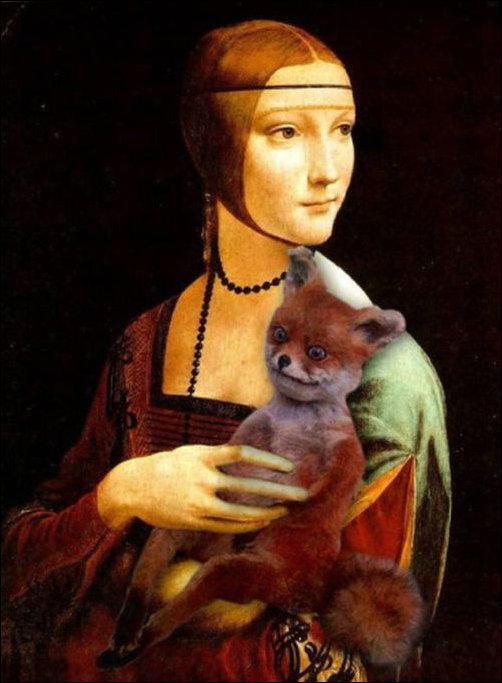 Фотожаба с чучелом лисицы