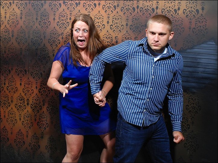 Фото посетителей аттракциона ужасов