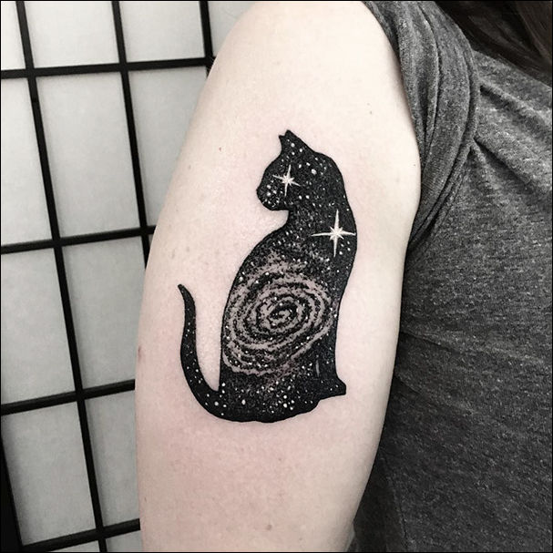 татуировка в виде кошки