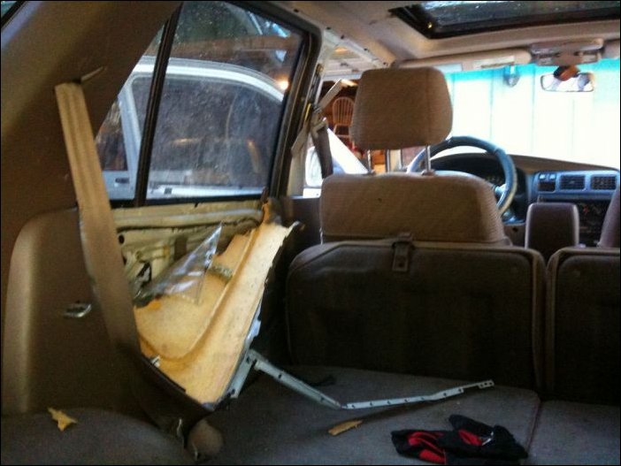 Медведь забрался в машину