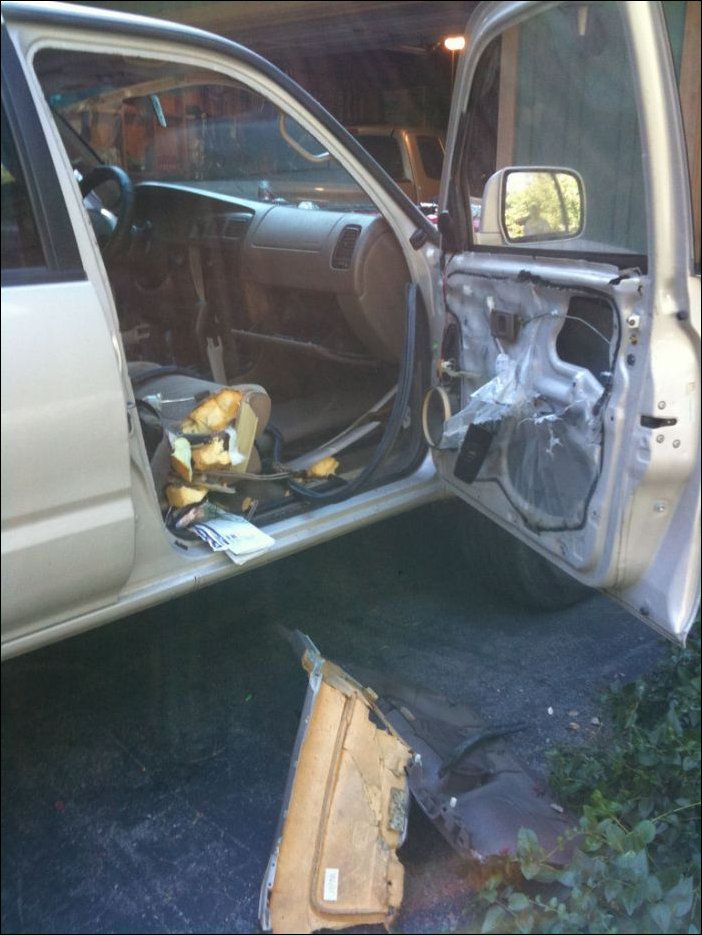 Медведь забрался в машину