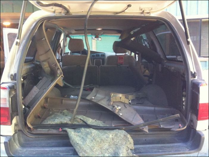 Медведь забрался в машину